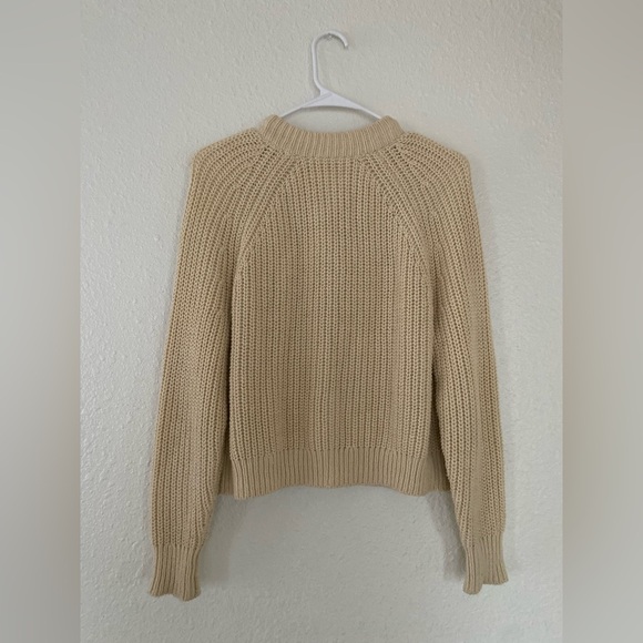 Madewell Rib Raglan Sleeve Chunky Knit Cardigan in Cream/Tan - Picture 5 of 6